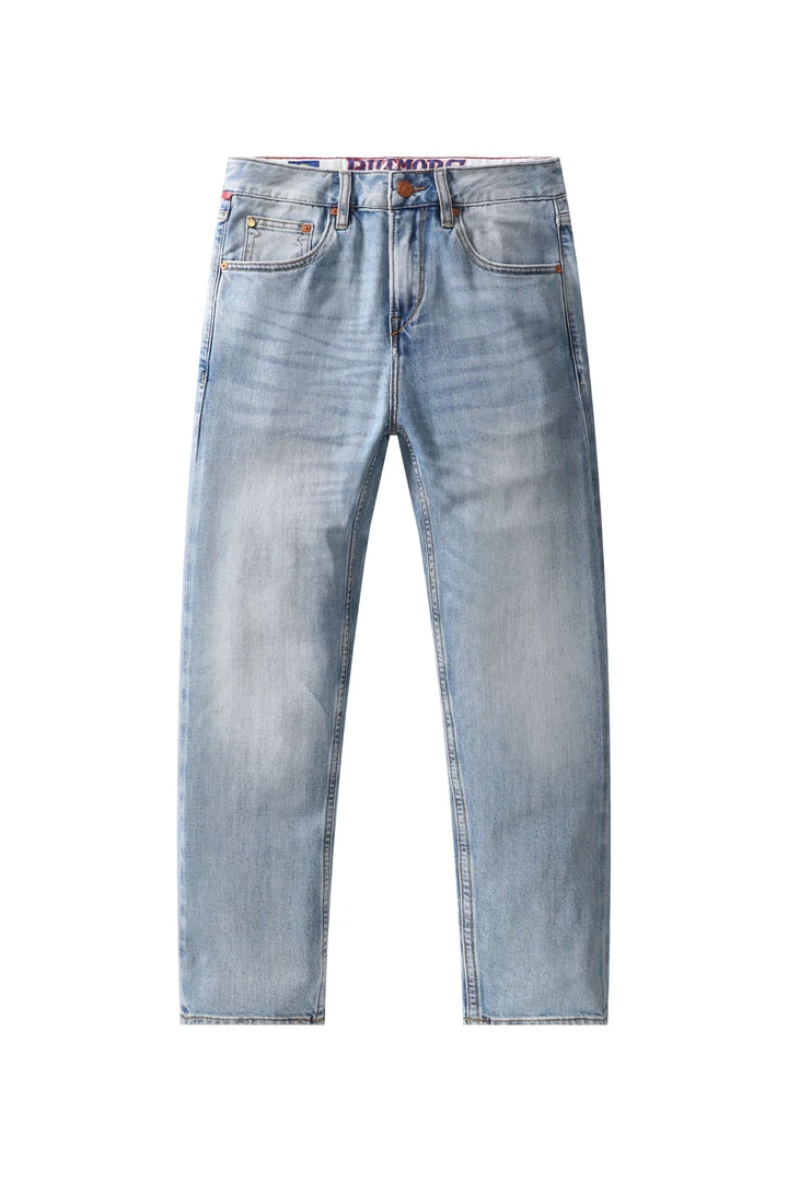 赤耳丹宁11盎司春夏款高端微锥浅蓝时尚休闲百搭男士牛仔裤8002