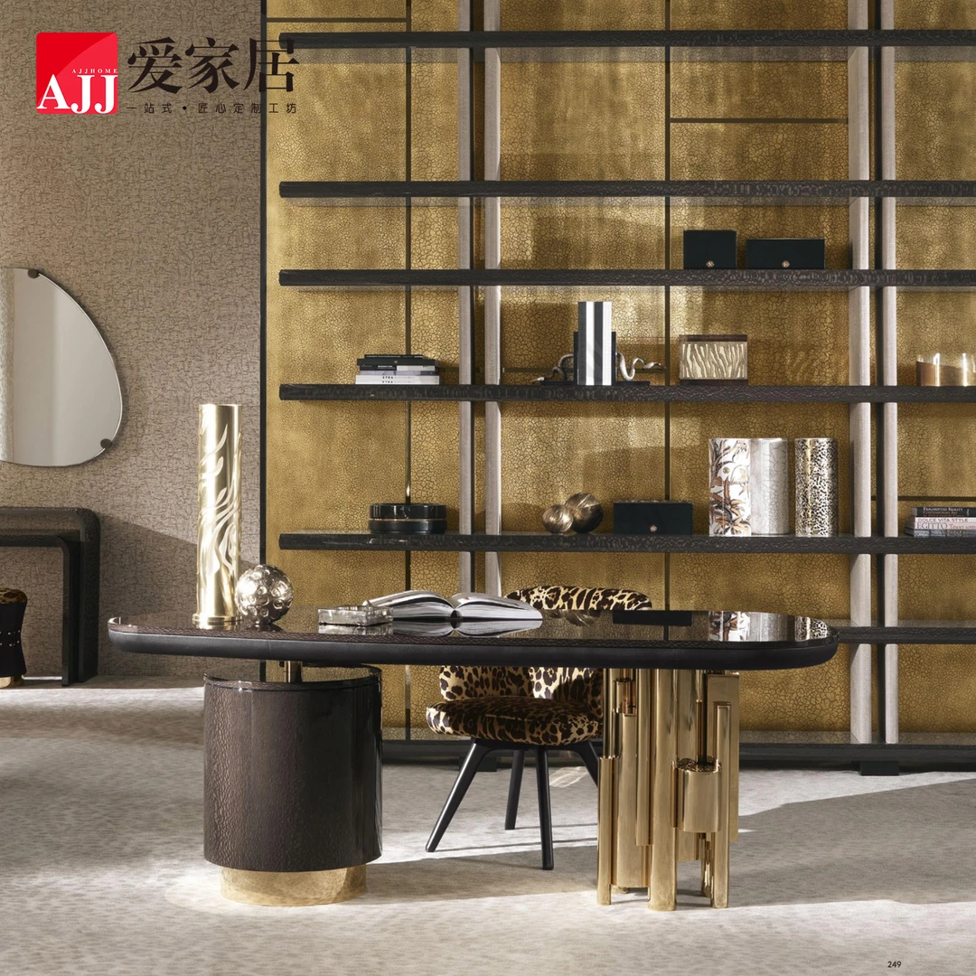 爱家居 高端大气意式轻奢别墅豪宅定制办公桌书桌椅A-045