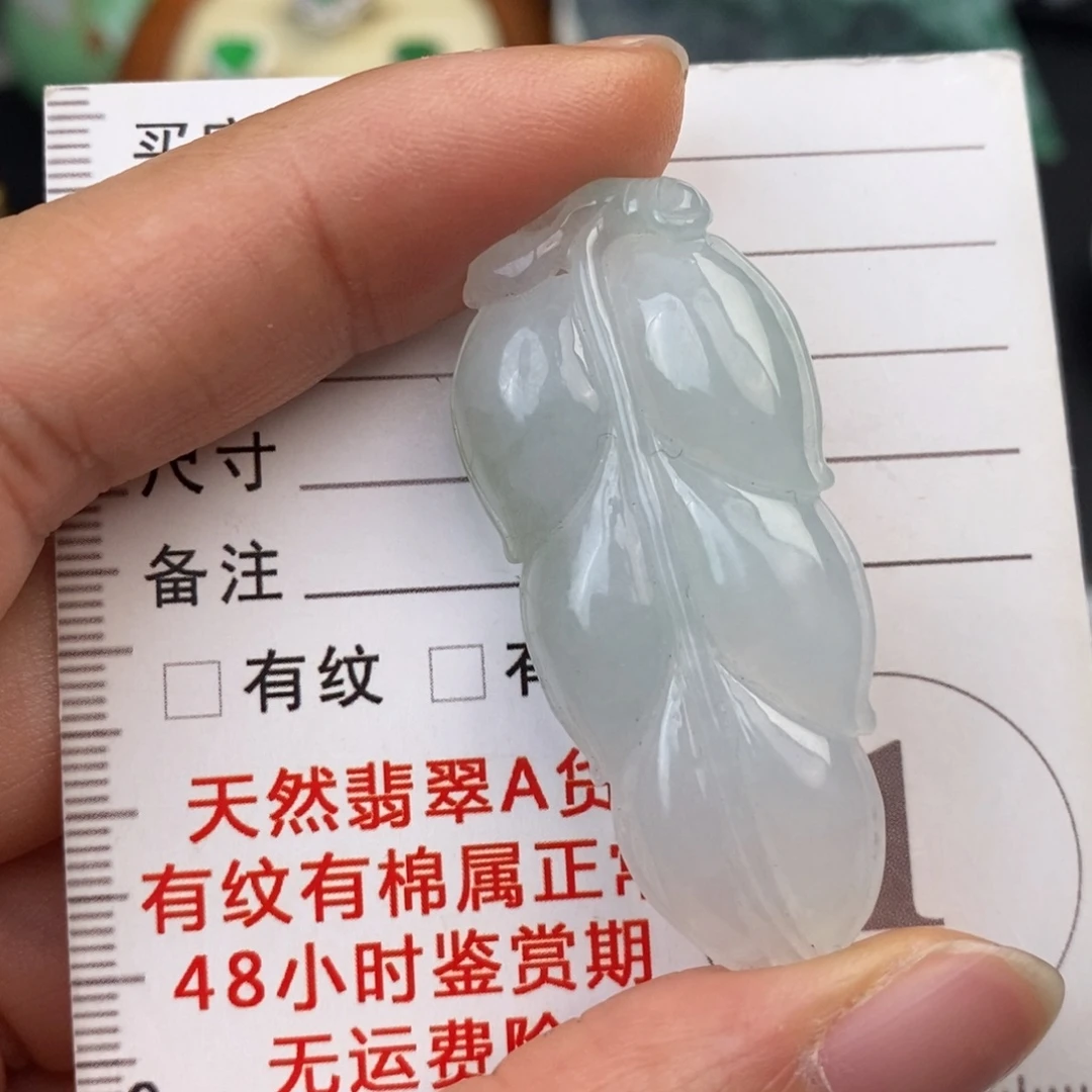 翡翠未镶嵌颈饰叶子