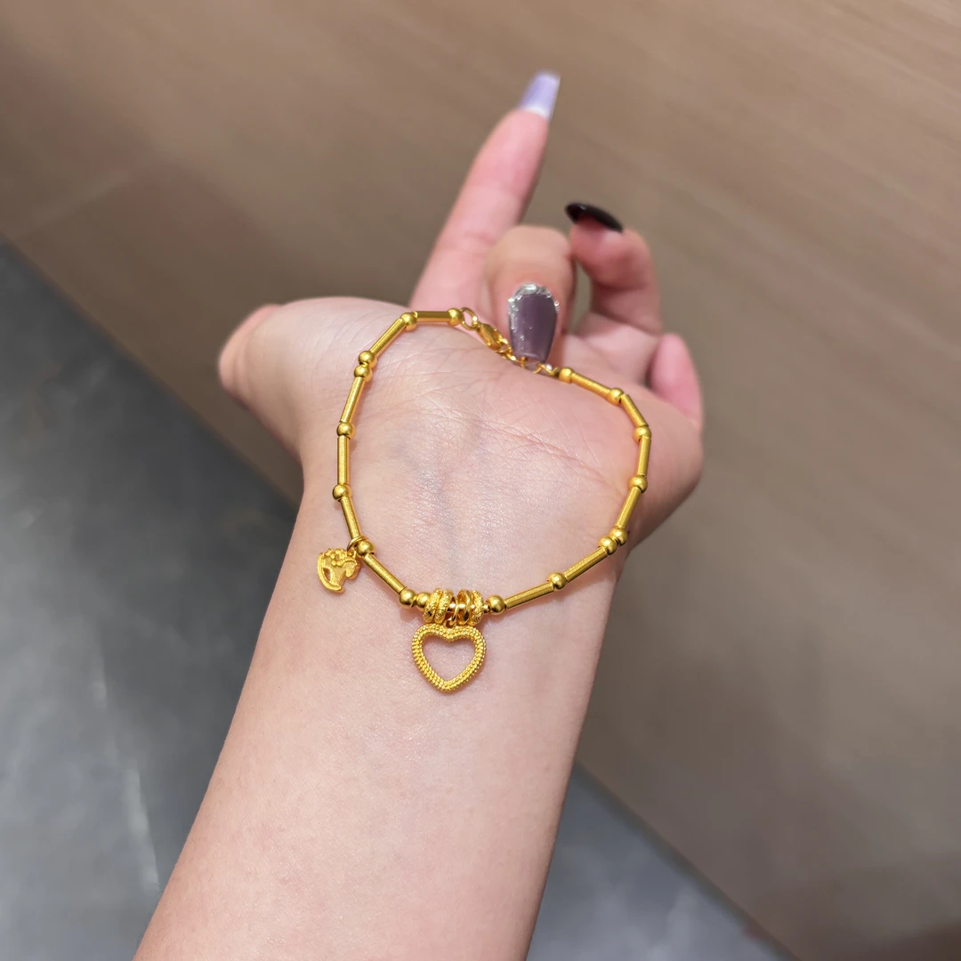 【菠萝珠宝】足金999 时尚竹报平安放心手链 金重：8.8克