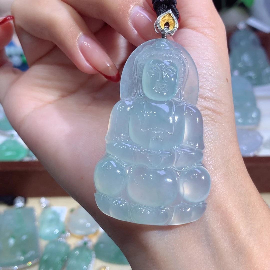 吊坠(不含链)18K金镶嵌翡翠