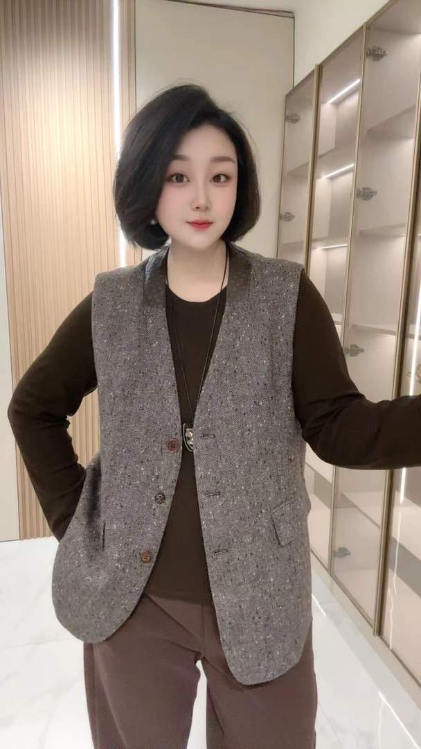 【聪姐推荐】81266法式时尚气质范夹棉马甲（衣长74，胸围124）