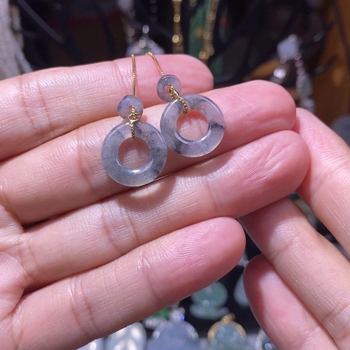 翡翠银S925镶嵌颈饰耳线150