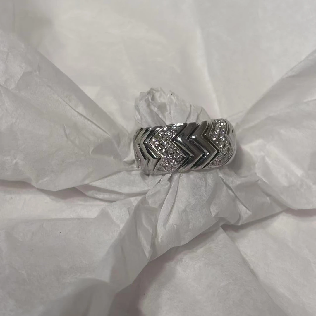 99新 BVLGARI/宝格丽 宝格丽 银色镶钻戒指/16528094