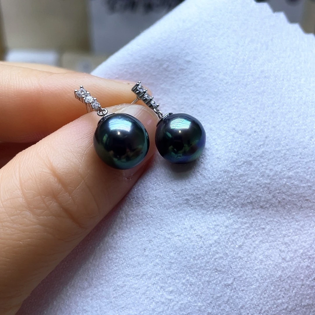海水珍珠耳饰银S925镶嵌