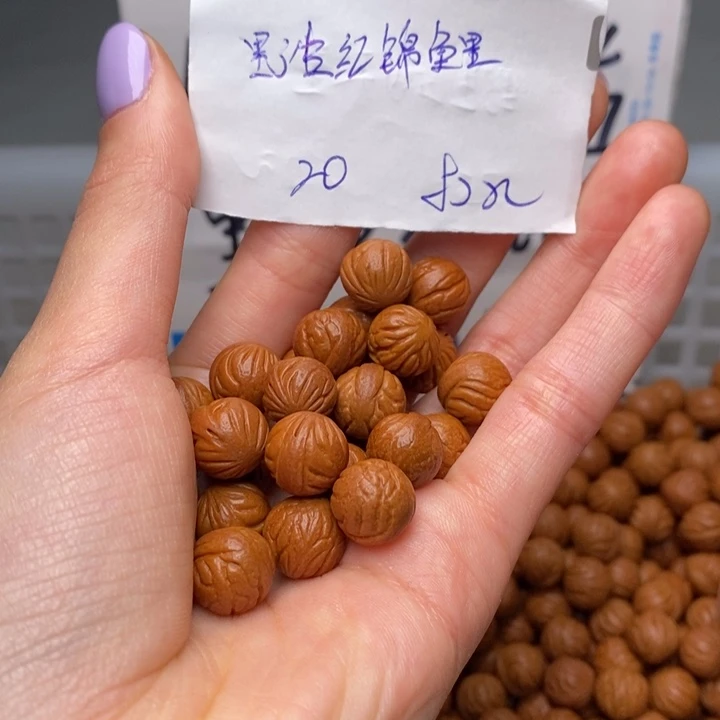 手串桃核11mm左右野生红锦鲤20颗（打孔）