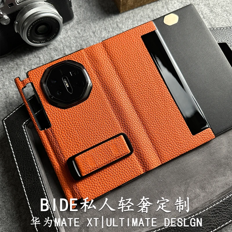 适用华为MateXTs非凡大师真皮定制旋转腕带支架XT全包翻盖保护壳