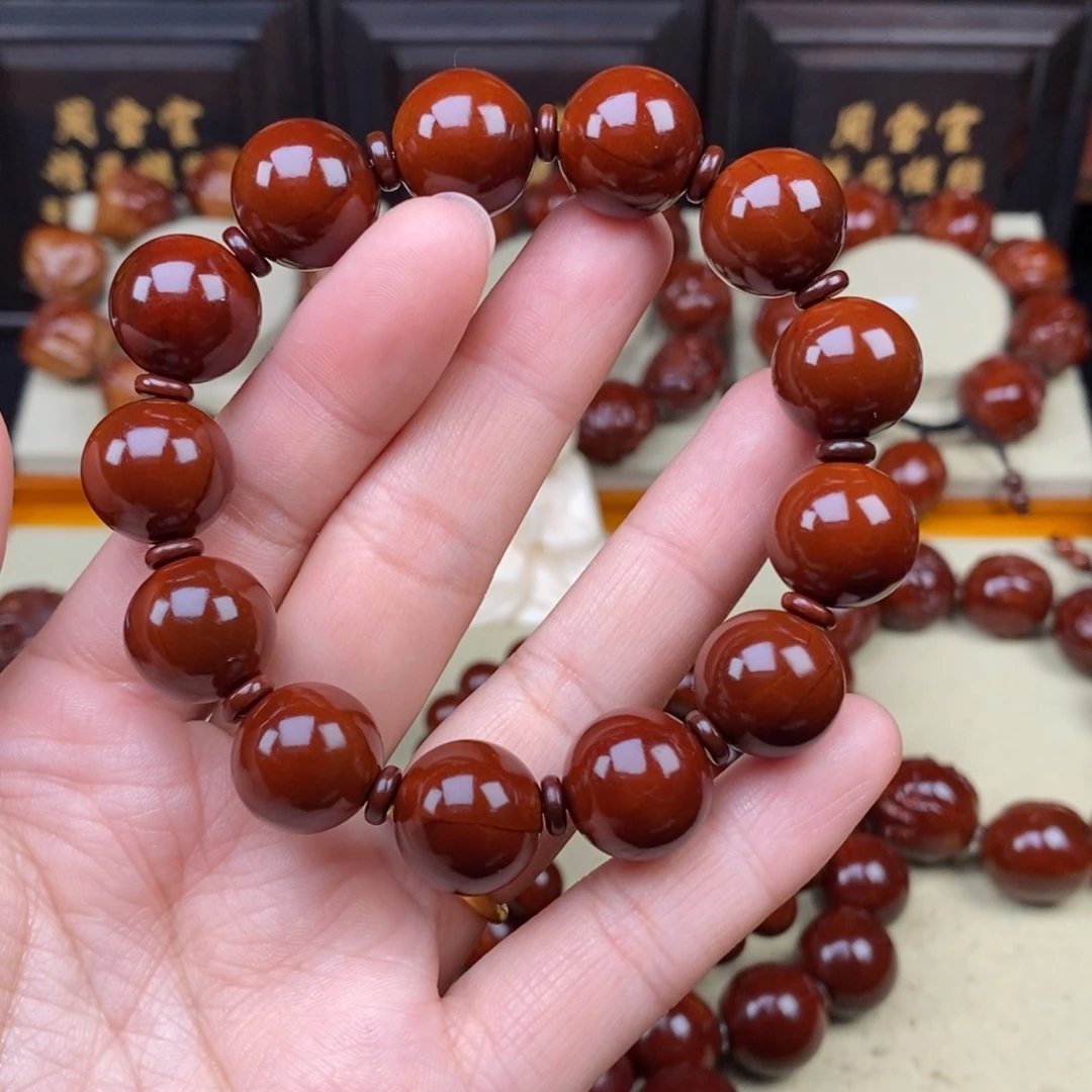 万***意吊坠橄榄核正圆光珠