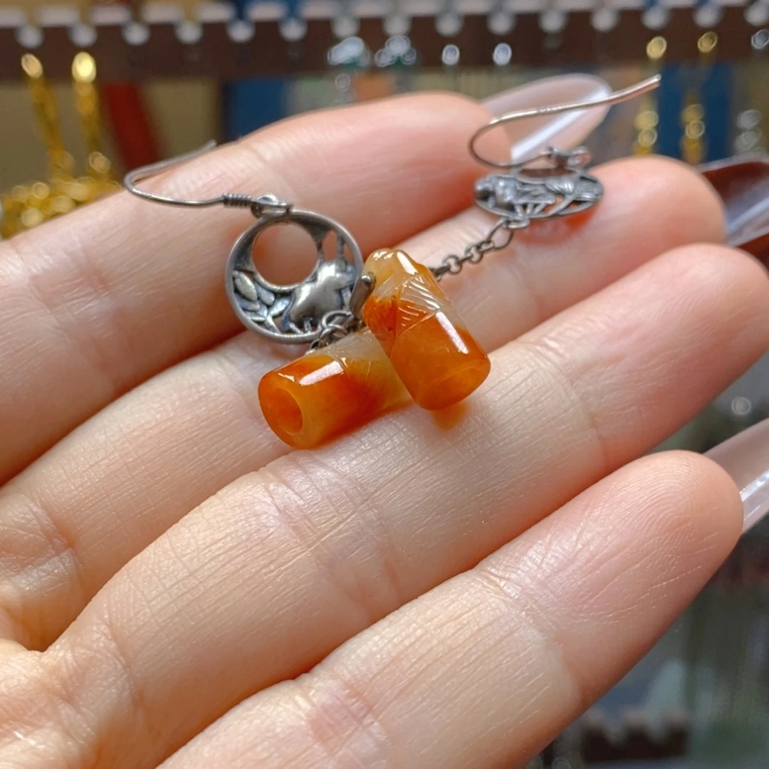 翡翠银S925镶嵌耳饰翡翠