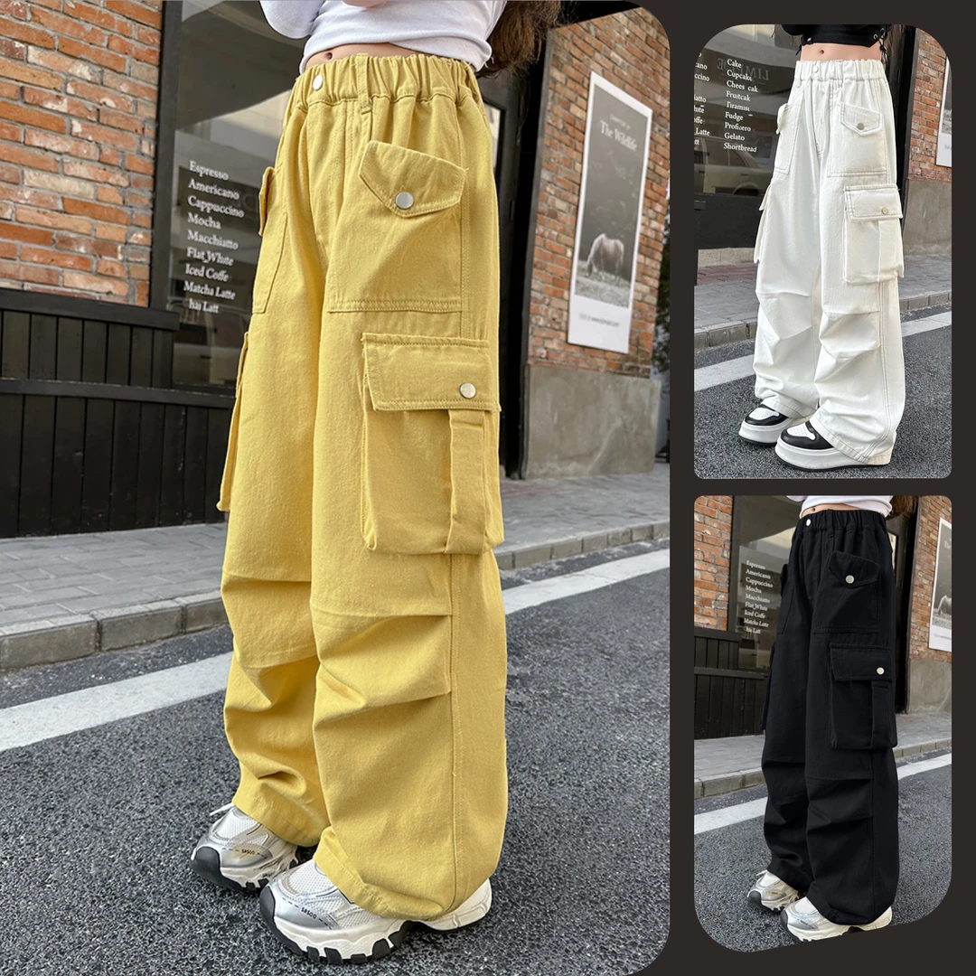 女童工装裤子中大童儿童6-12岁休闲时髦洋气宽松薄款阔腿百搭潮款