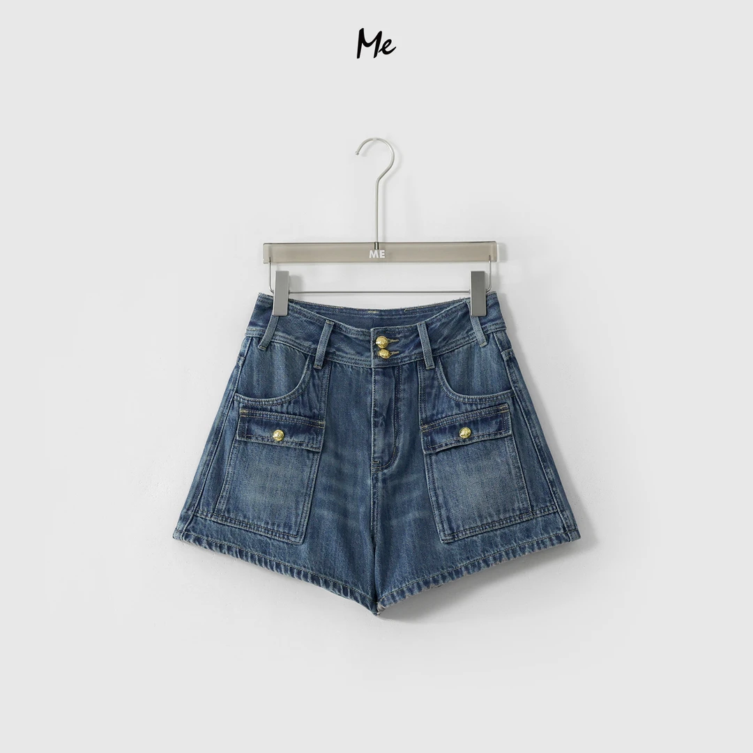 ME【ce蓝金原色短牛】高腰显瘦百搭时尚重工水洗牛仔短裤MESS5337