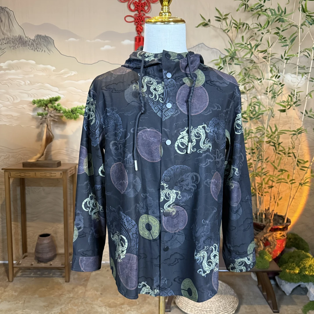 馨蕴古玥 新款男双面穿连帽透气宽松型常规短外套