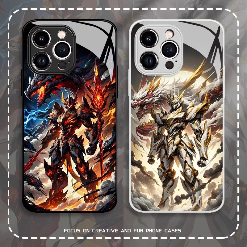 机甲龙手机壳适用于苹果16promax潮牌男生15plus酷炫玻璃新款小米