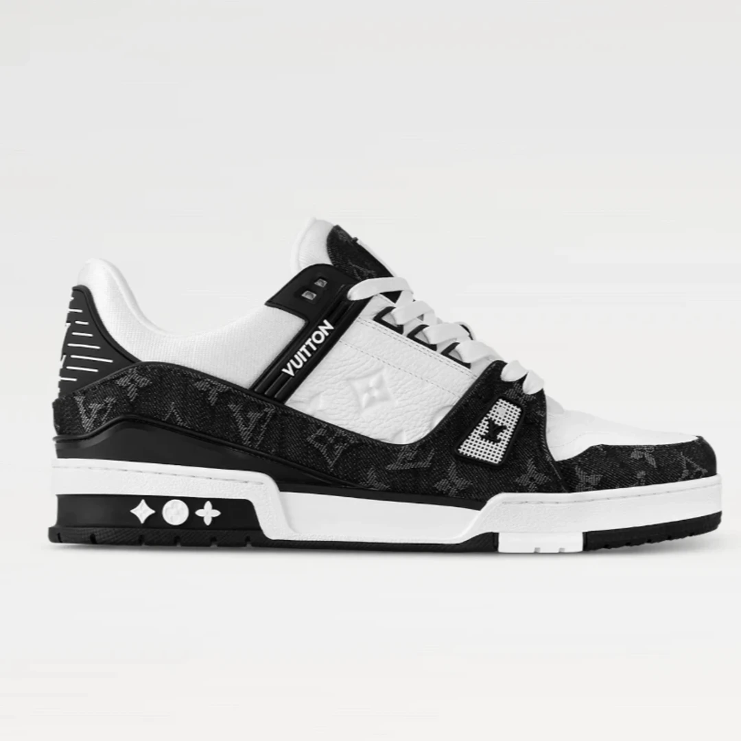 99新 LouisVuitton/路易威登  经典黑白牛仔配色trainer板鞋-X