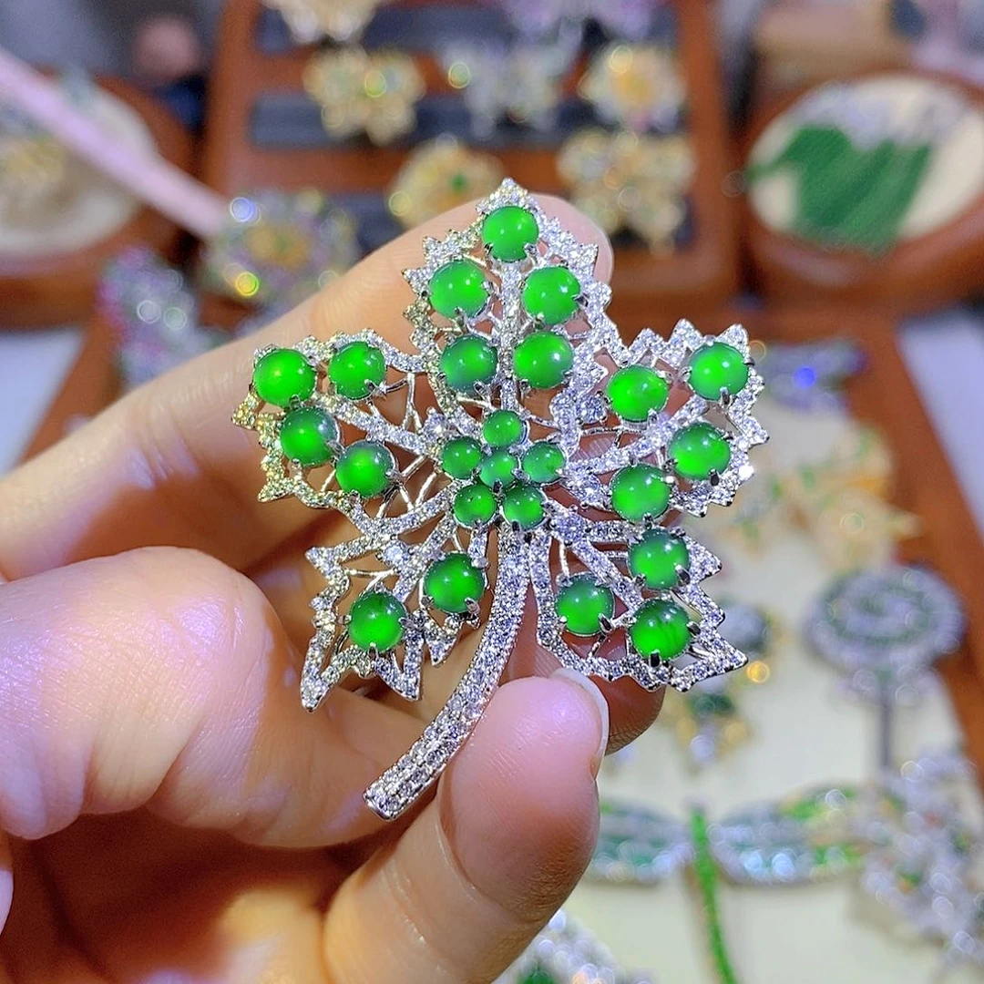 颈饰银S925镶嵌翡翠