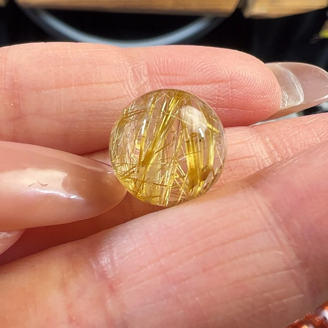 发晶手串未镶嵌天然巴西钛晶12.3mm透体单珠