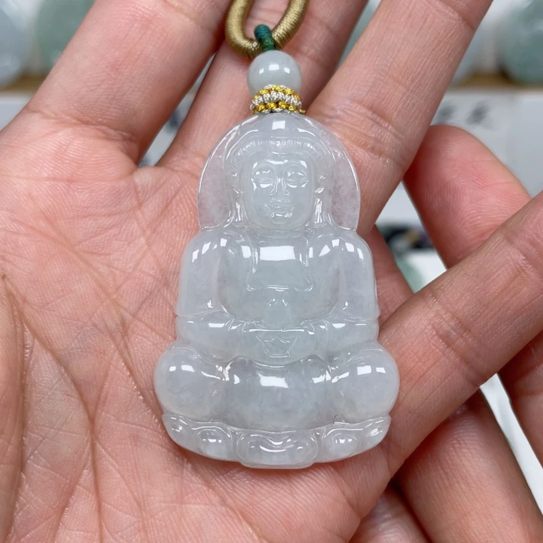 翡翠颈饰未镶嵌天然翡翠A货观音76号