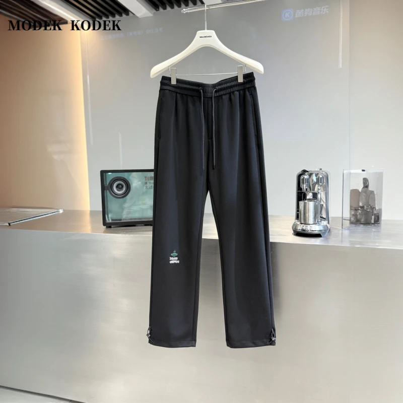 MODEK KODEK轻奢潮牌刺绣直筒宽松休闲裤男士夏季薄款纯色运动裤