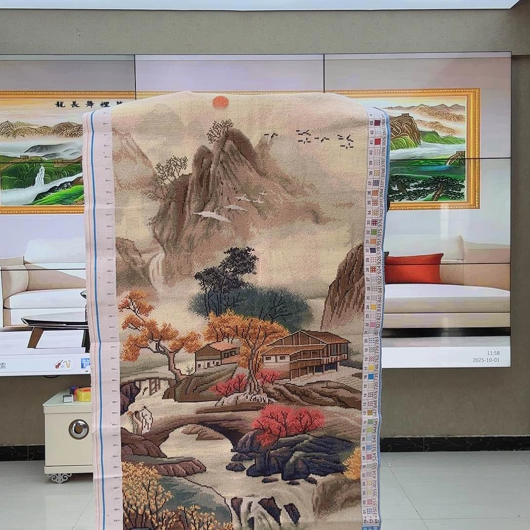 棉十字绣山野人家