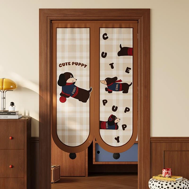 复古狗门帘隔断遮挡帘厨房卫生间主卧室房间家用防尘半帘遮丑布