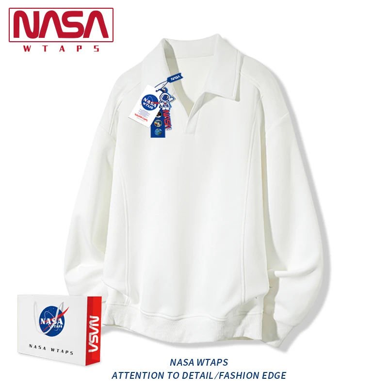 NASA WTAPS设计感V领长袖T恤男款春秋季美式高级感大码打底衫卫衣