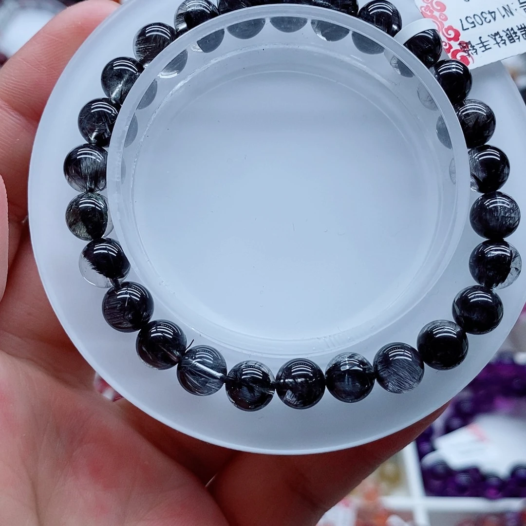 未镶嵌水晶手链黑银钛手串