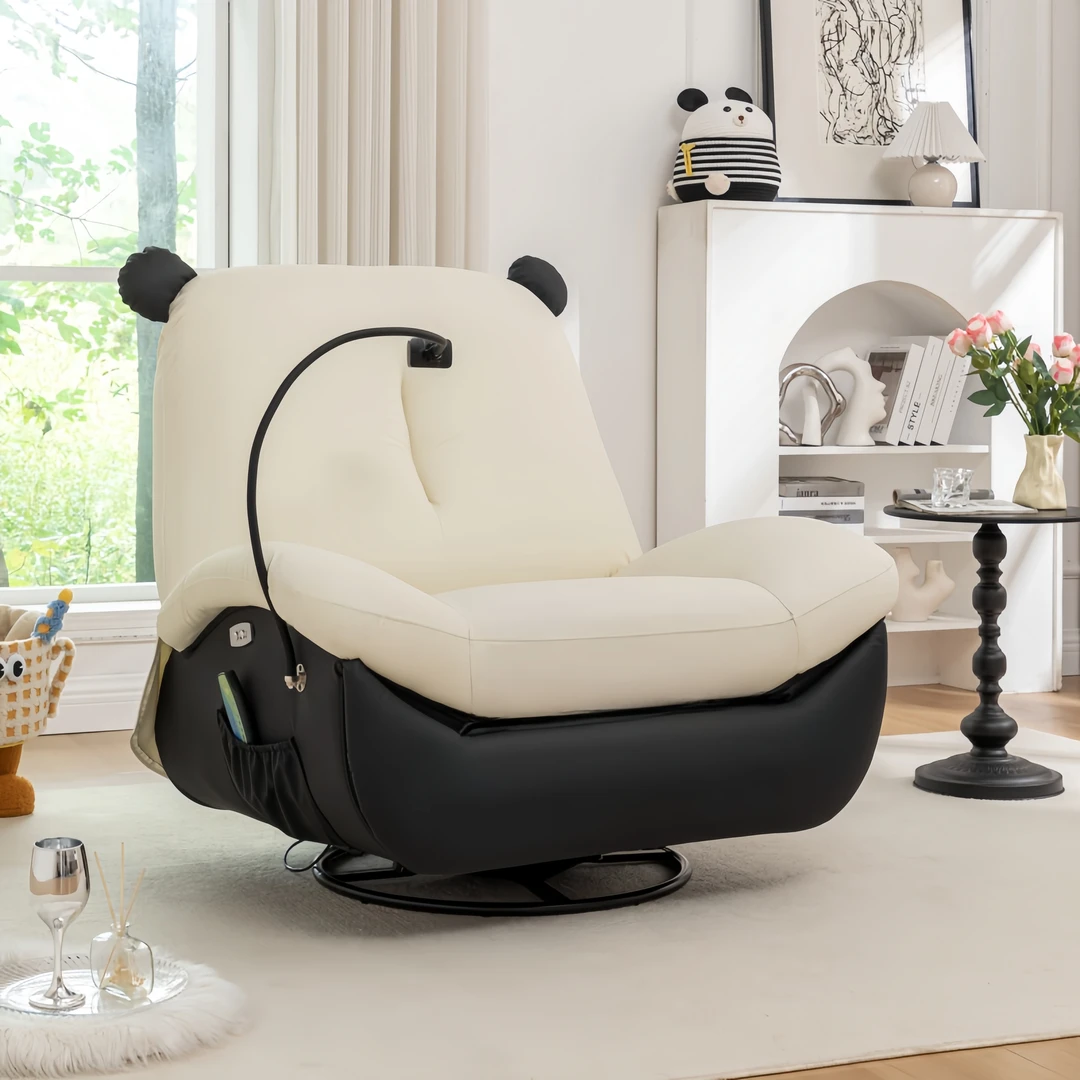 多功能按摩摇椅电动手动客厅懒人沙发单人旋转可躺可睡轻奢猫爪皮