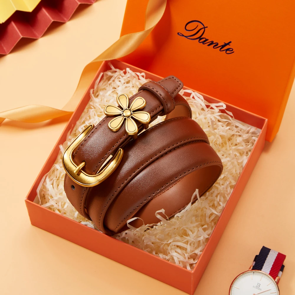 Dante丹迪女士真皮皮带简约经典百搭女款裤带礼盒装D06008-Y