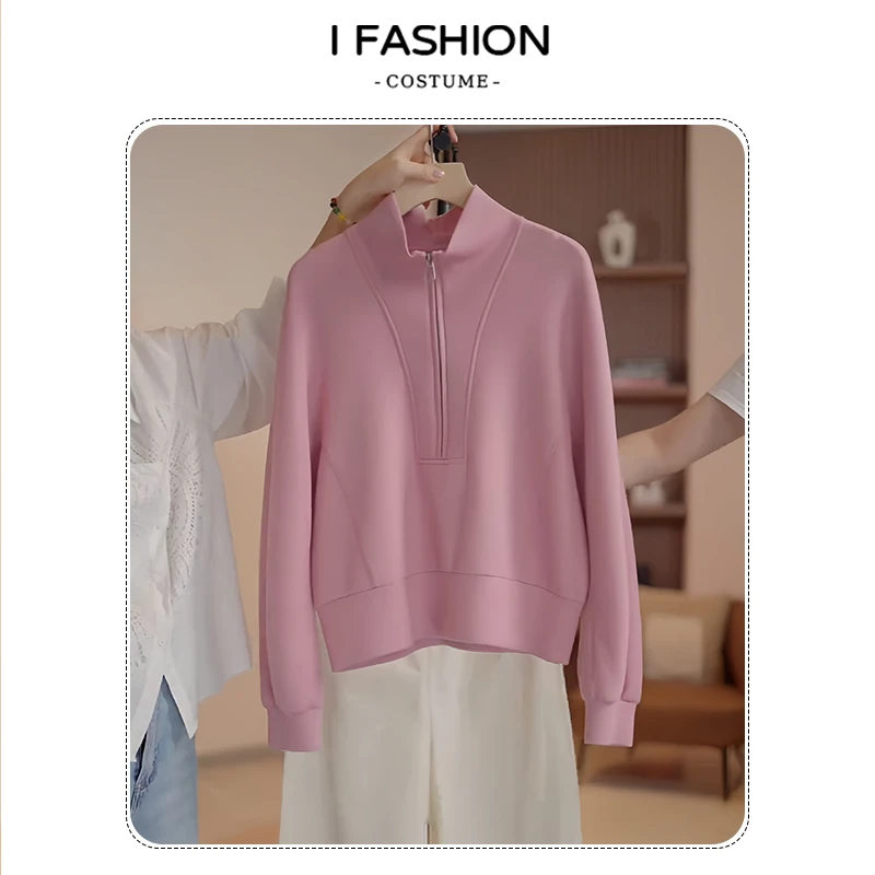 高含棉韩版百搭纯色长袖卫衣女2025年春秋季新款减龄洋气百搭上衣