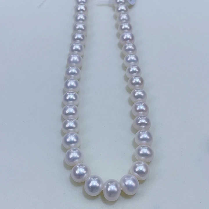 淡水珍珠颈饰银S925镶嵌9/10极光冷白无核肉眼无暇