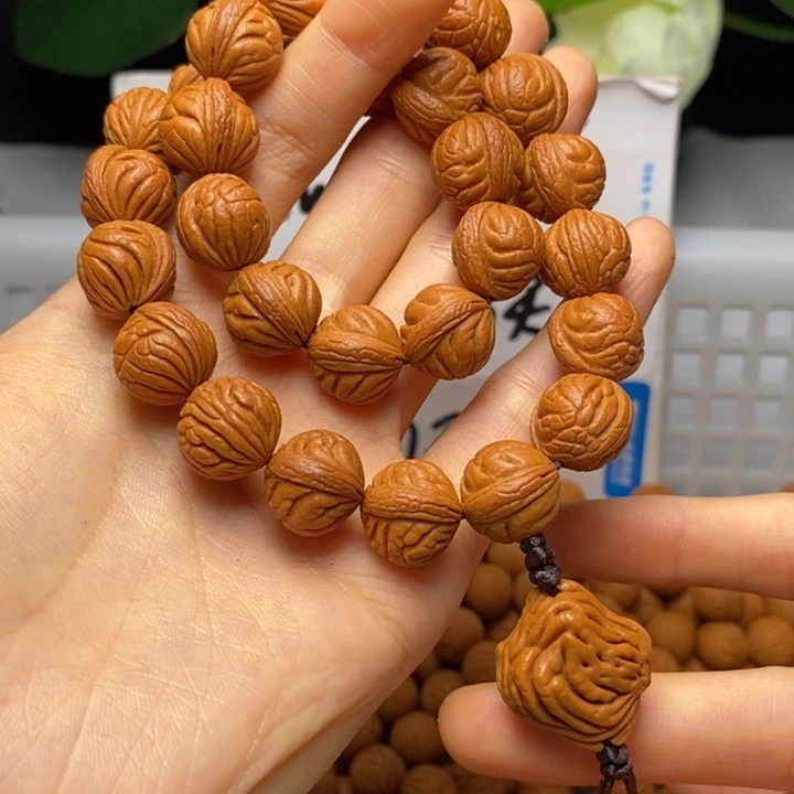 桃核手串13mm左右野生红锦鲤27+2颗手持