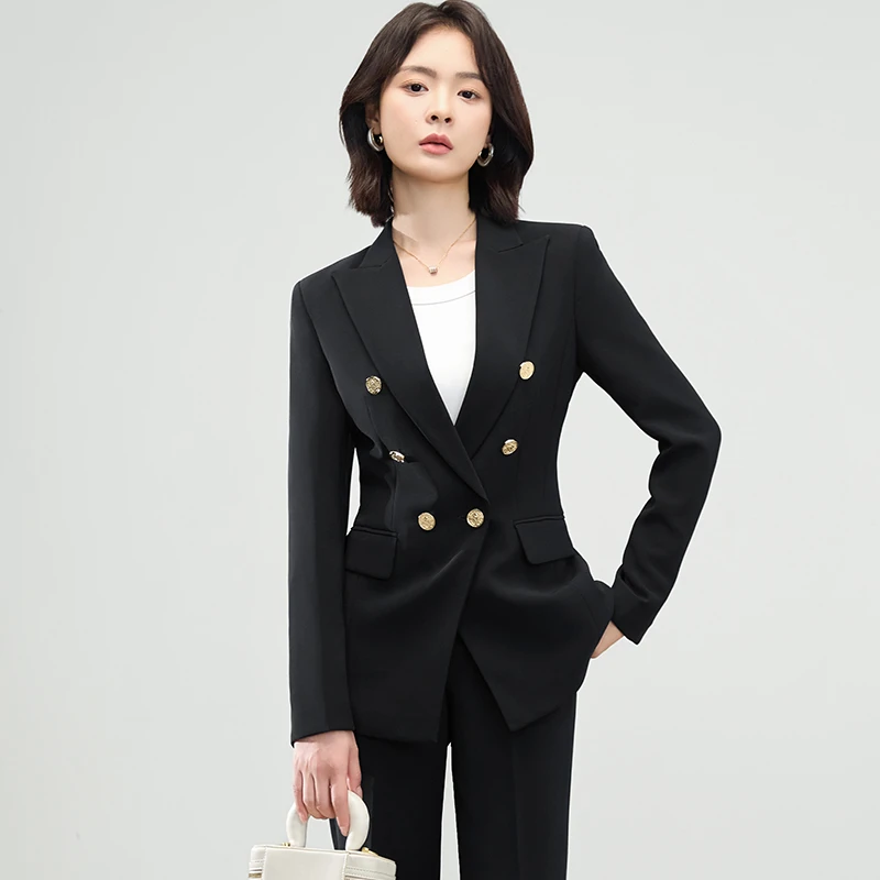 高端面试西装套装女春秋新款教师职业高级感正装职场西服外套