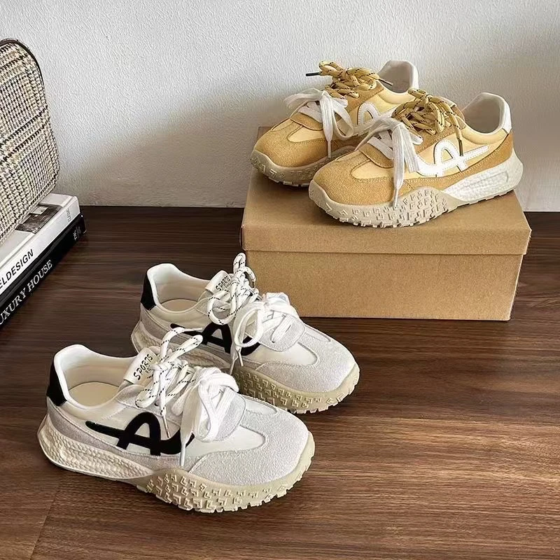 德训鞋时尚休闲鞋松糕底ins厚底休闲鞋女鞋系带时尚透气