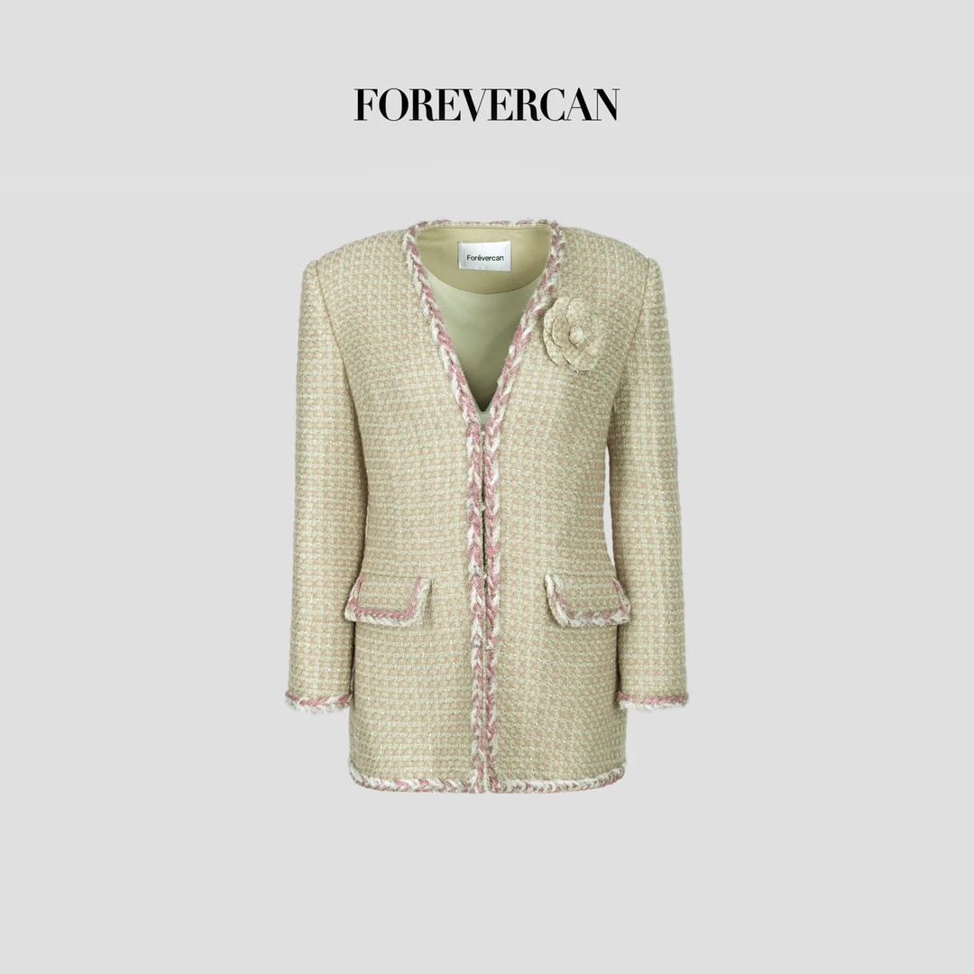FOREVERCAN“杜桑花园”客订美丽诺羊毛立体山茶花西装外套SC22883