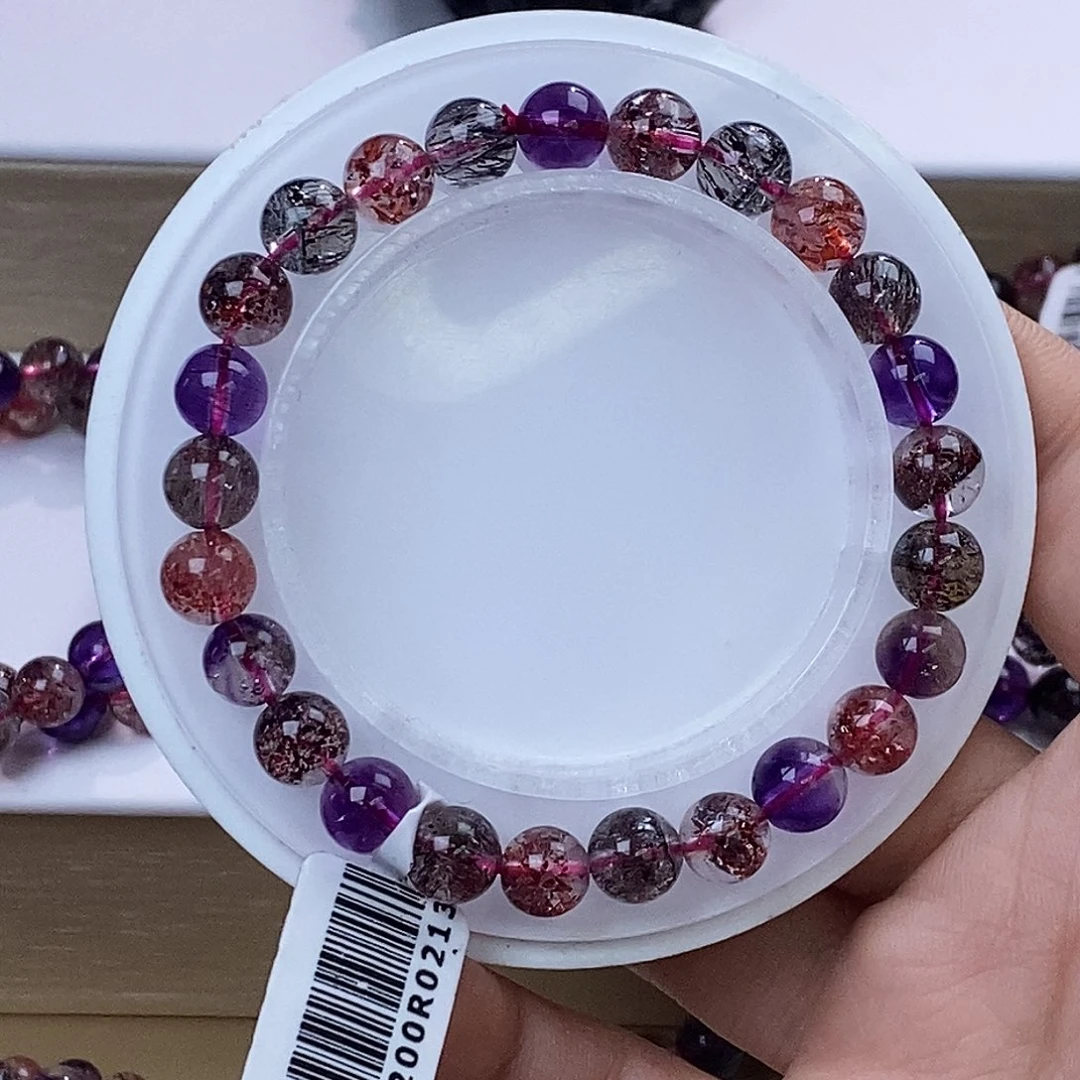 水晶手链未镶嵌黑加仑超七7mm+