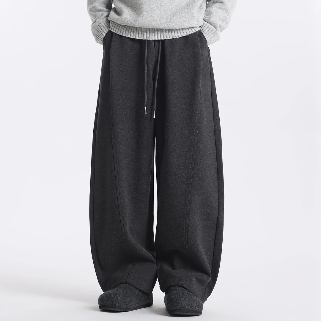 GCCDUPE77『巷春』秋冬季加厚磨毛高支混纺百搭时尚简约阔腿休闲裤