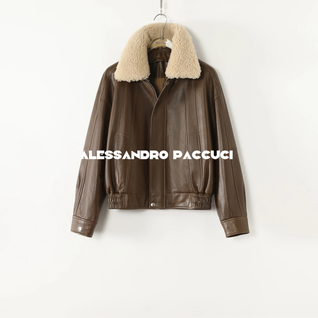 AP洛哥54051PW【航迹】黑标/羊皮可拆卸翻领填充骆驼绒两色时尚外套