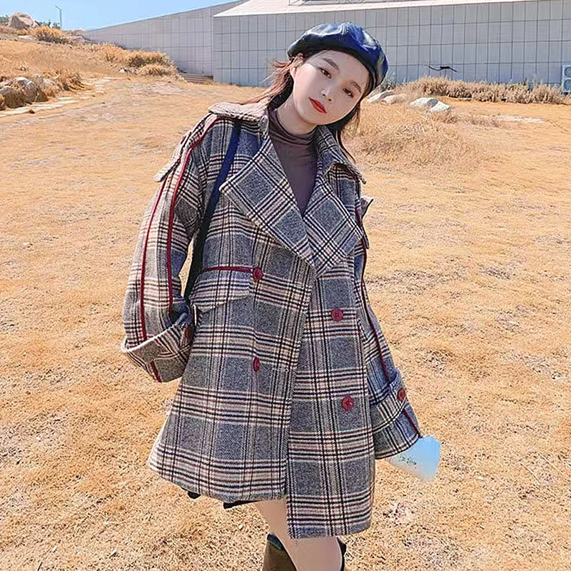 7056 桂桂家四季美衣 每日上新 韩版气质时尚显瘦毛呢外套 7056WT