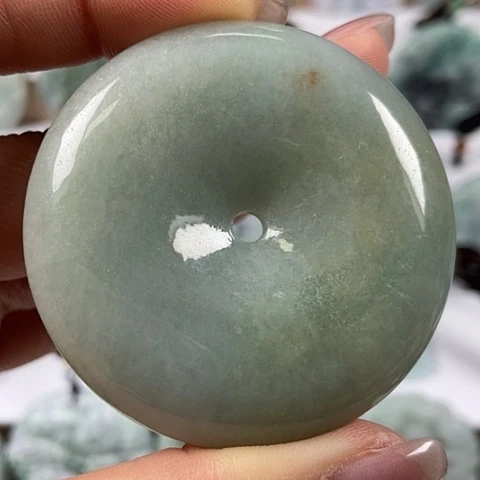 翡翠颈饰未镶嵌大平安扣洒黄翡翠福利翡翠