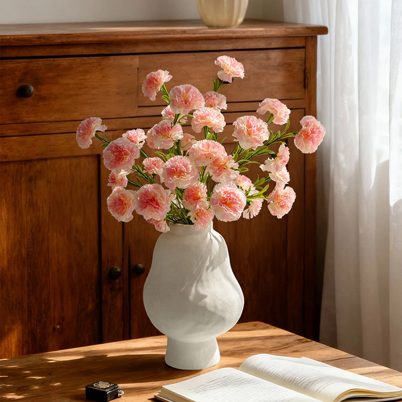 康乃馨仿真花摆设房间卧室插花客厅装饰品假花餐桌仿生干花束摆件