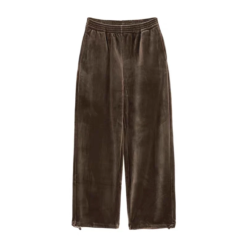 Yan Jie臻选·（艳姐孤品3303）咖色复古保暖休闲裤慵懒显瘦直筒长裤