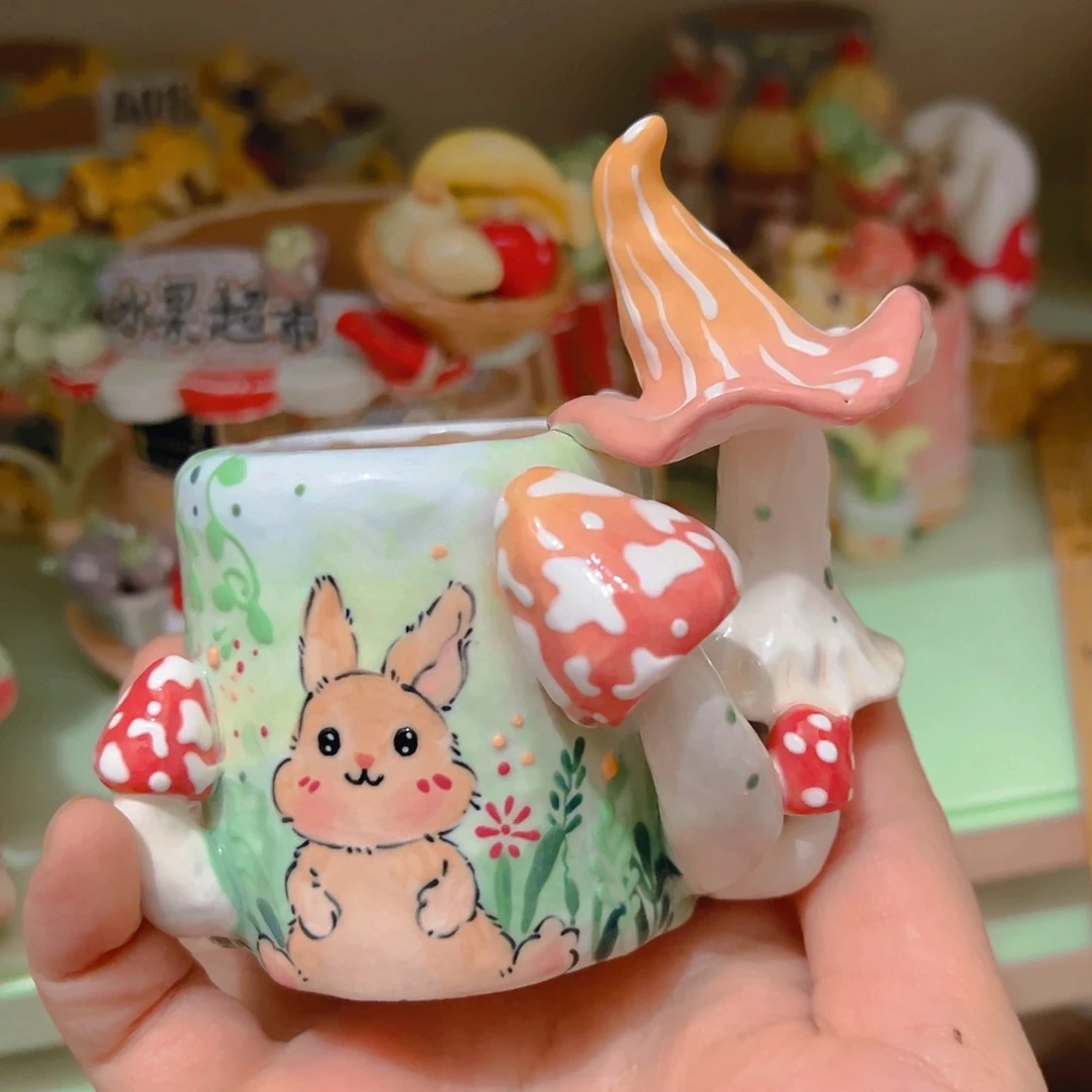 微瑕福福蘑菇兔子多肉花盆