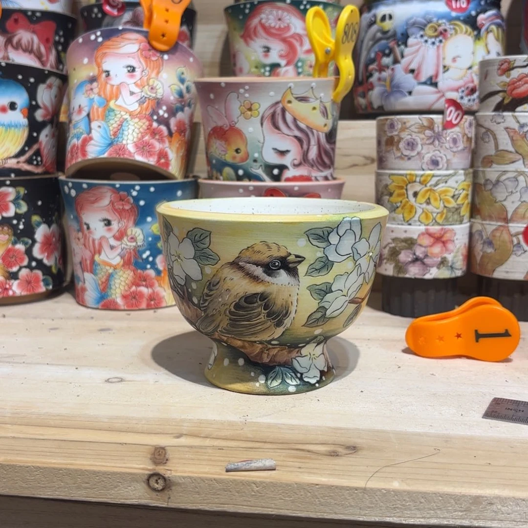 紫砂花盆景德镇手绘花盆陶瓷11/9