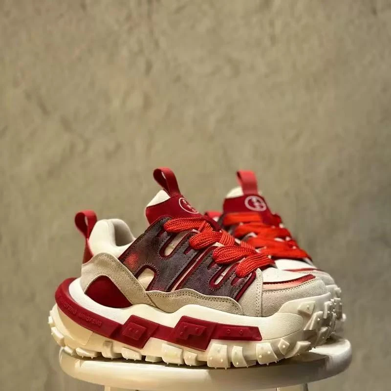 【雅】皮面欧洲站松糕厚底百搭老爹鞋女款运动鞋春季新款休闲潮