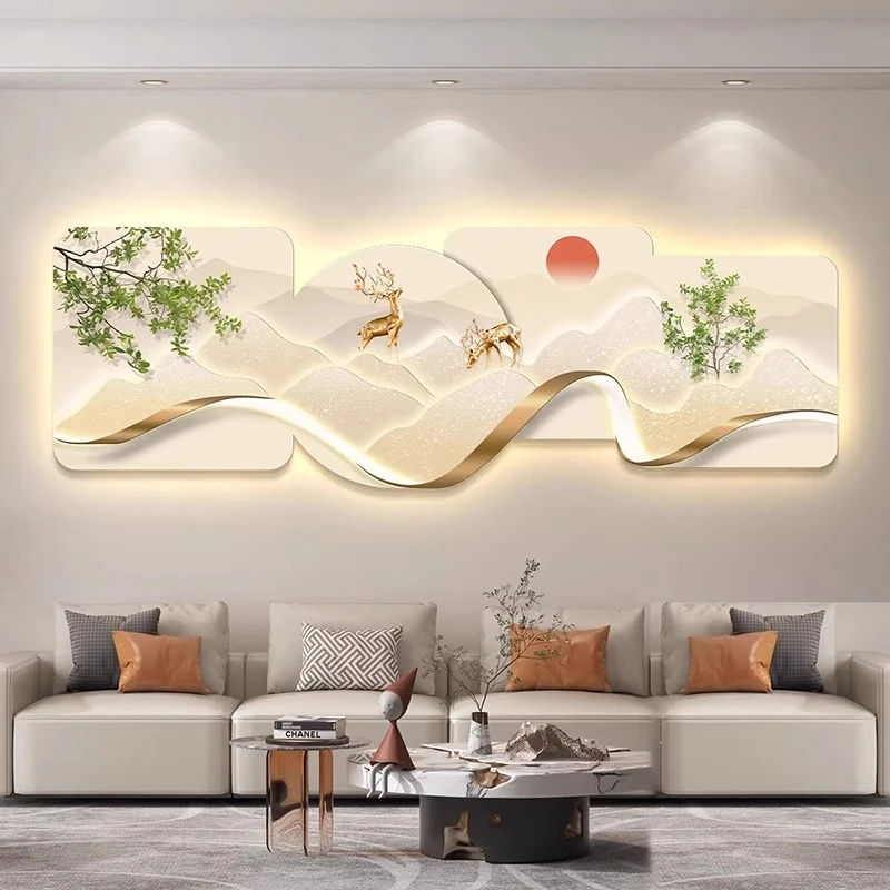 LED客厅高端装饰画新款沙发背景墙壁画喻意好灯光画卧室床头挂画