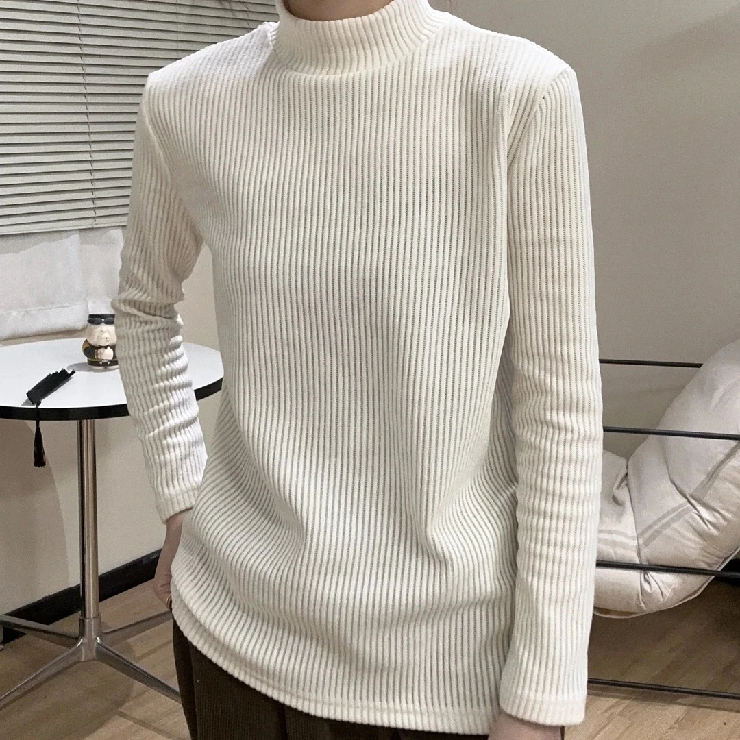 UpSd-重磅炸【温暖】海棠棉自制加厚粗条打底T恤