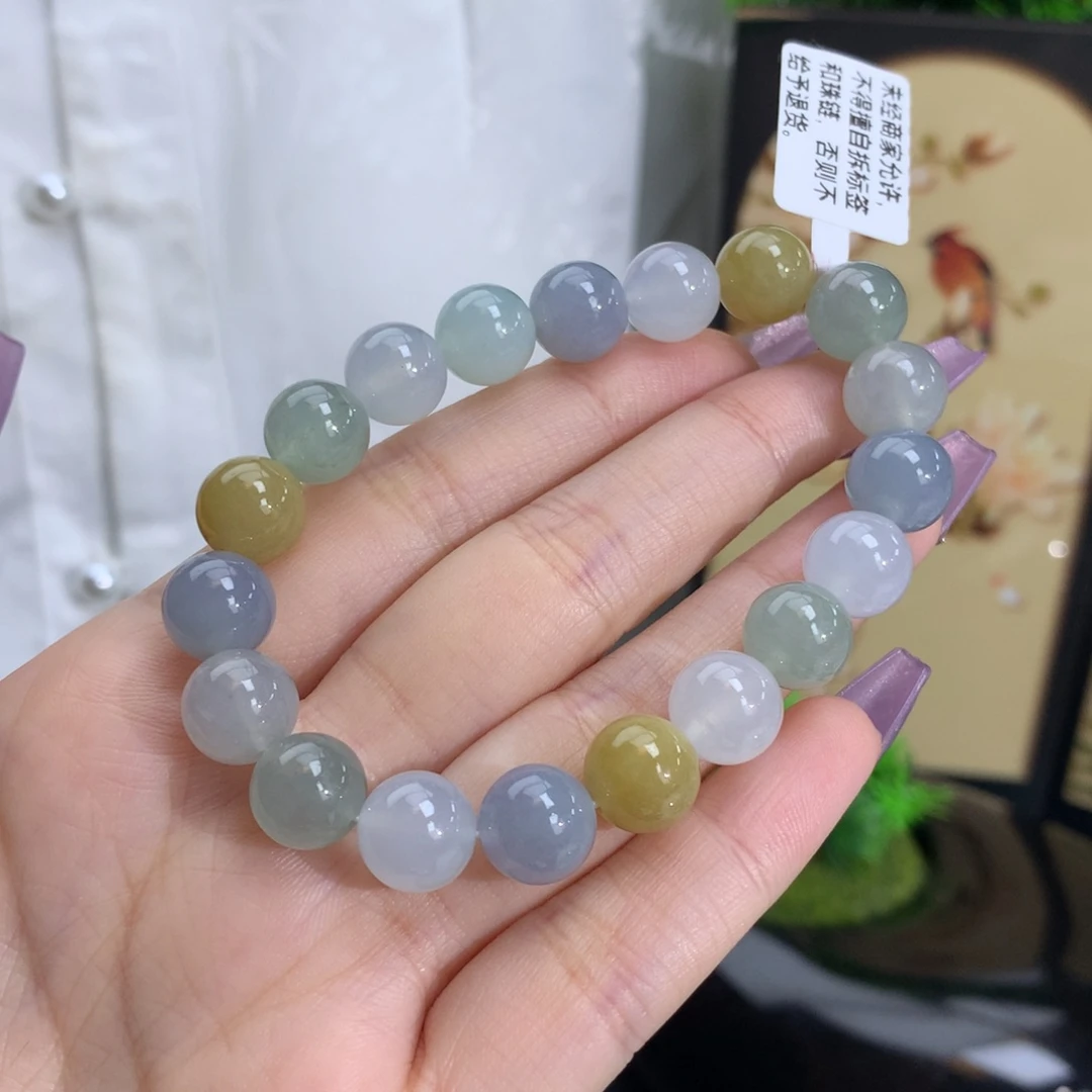 翡翠手链未镶嵌卡10冰润胶多宝