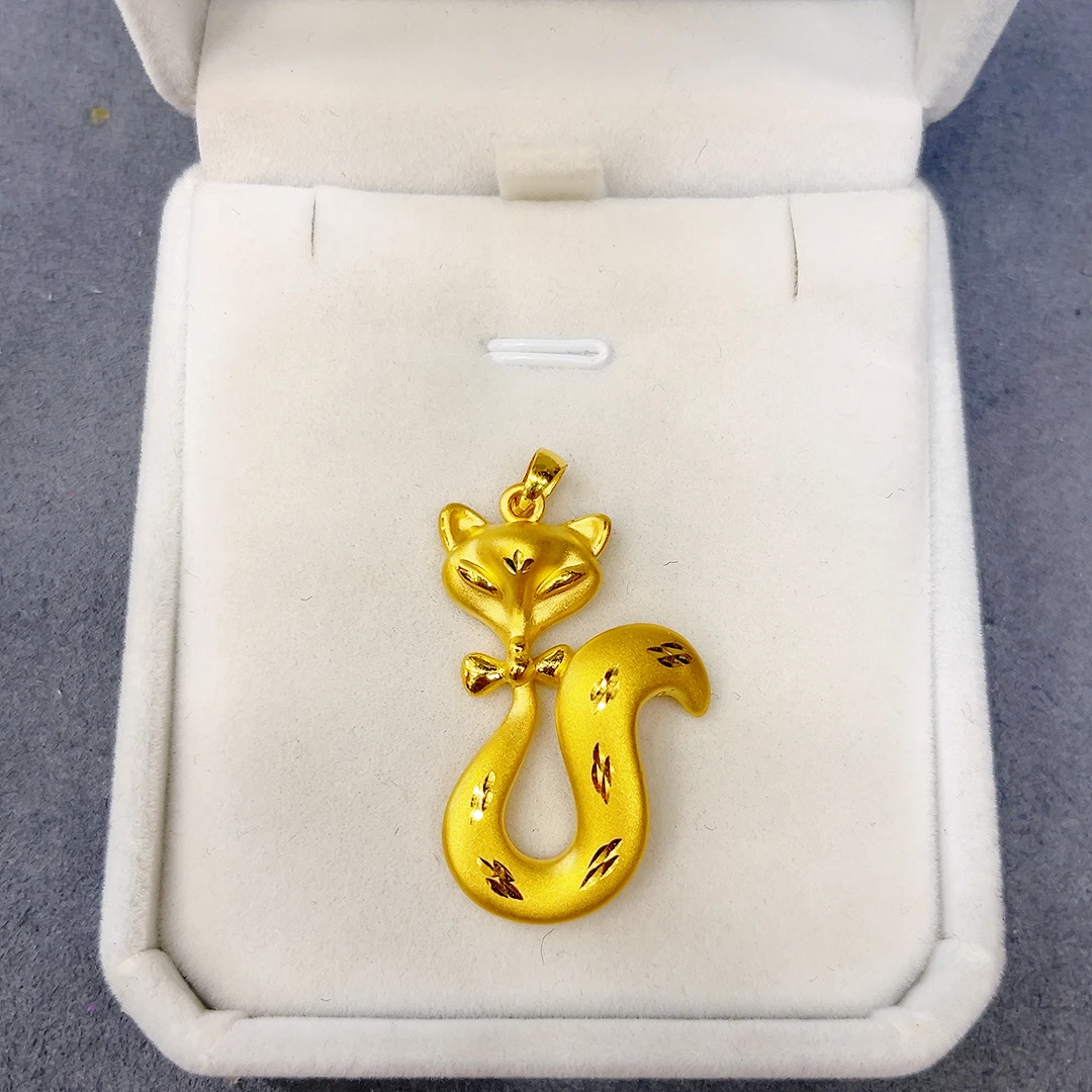 足金999狐狸加3金珠➕莲花编绳