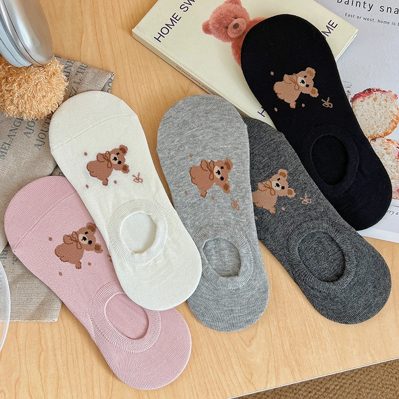 袜子女夏季薄棉款吸汗透气不掉跟隐形袜防滑卡通船袜韩版春夏短袜