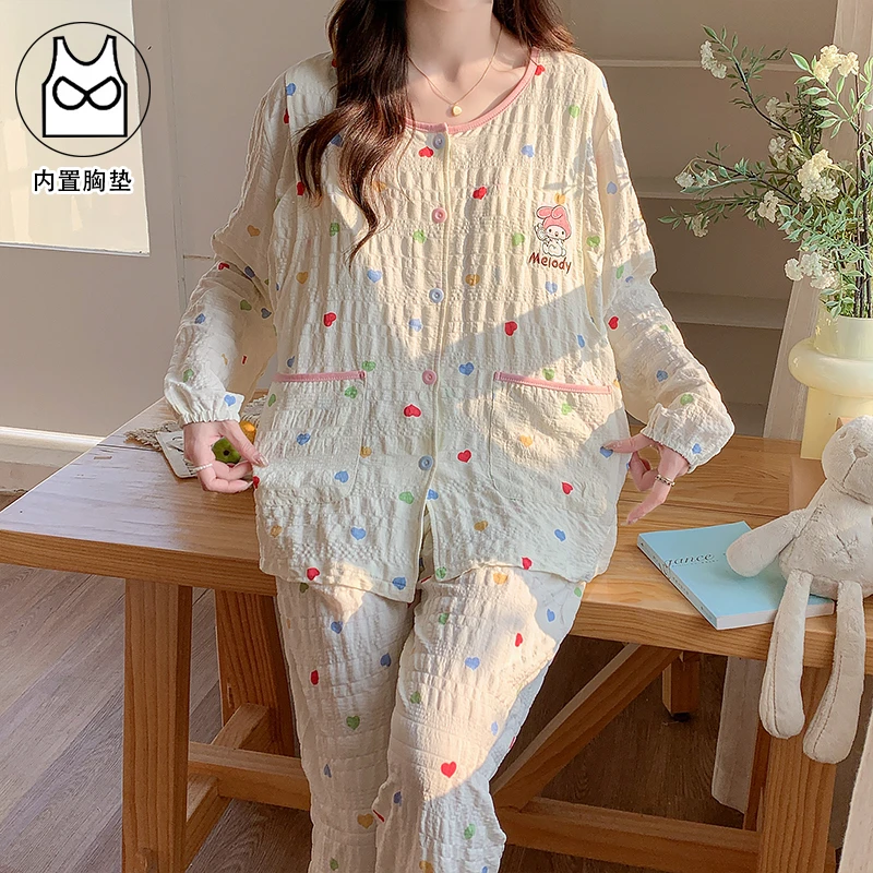 【带胸垫夏季】月子服夏季薄款哺乳衣产后孕妇睡衣哺乳吸汗透气套装